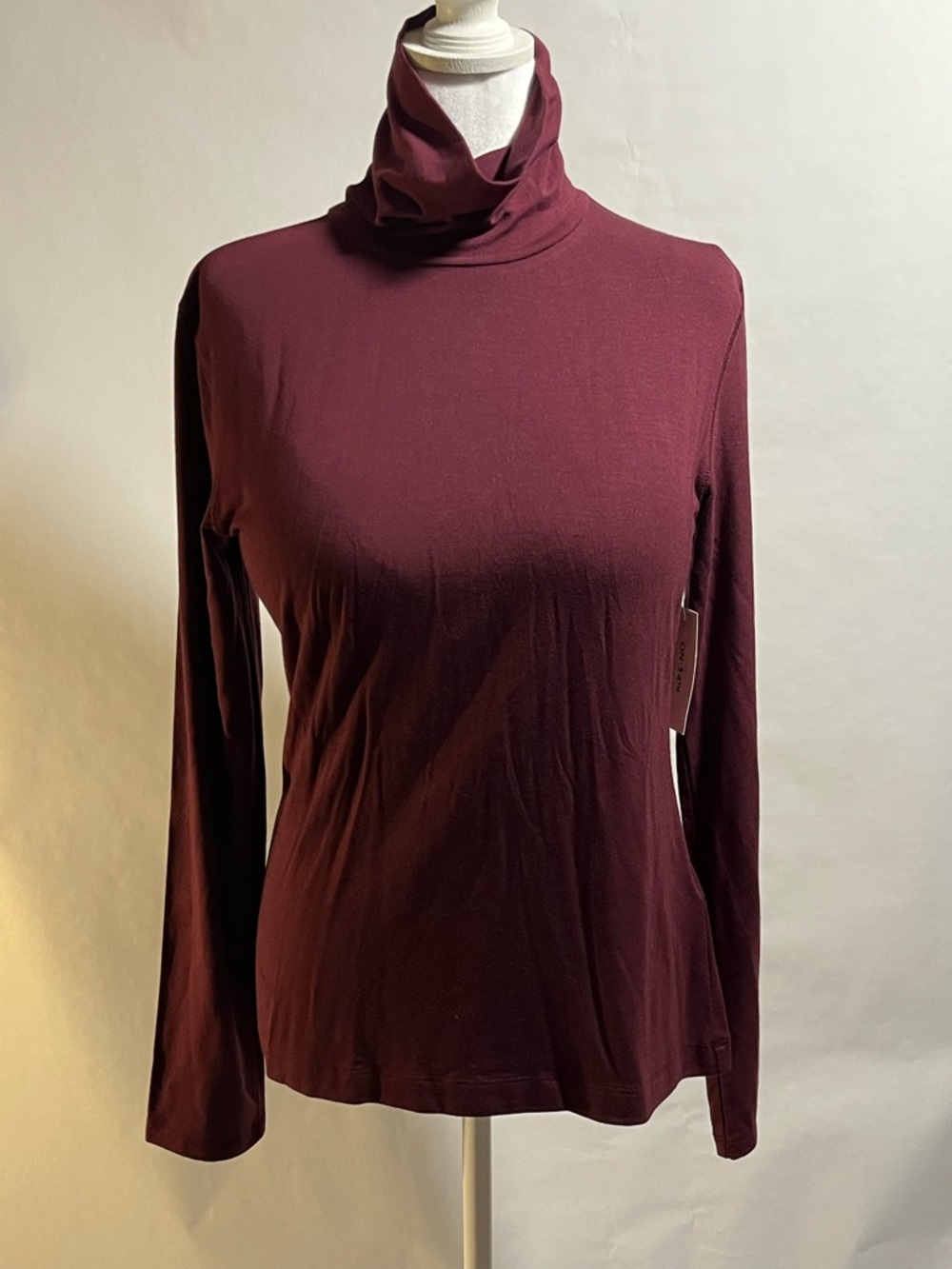 Women's Burgundy Turtleneck Long-Sleeve Tee